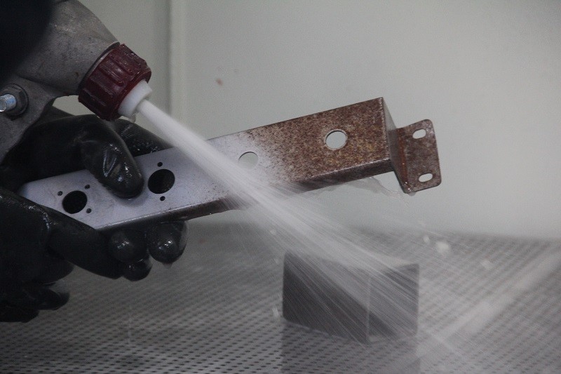 sandblasting in Adelaide - action shot during the blasting